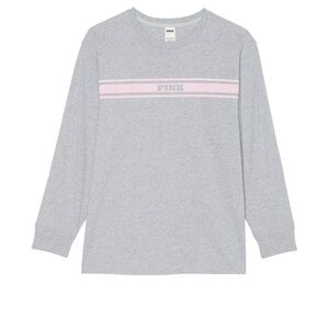 🌸PINK Victoria's Secret Gray and Pink Coton Long Sleeve Shirt🌸 size XS 🌸